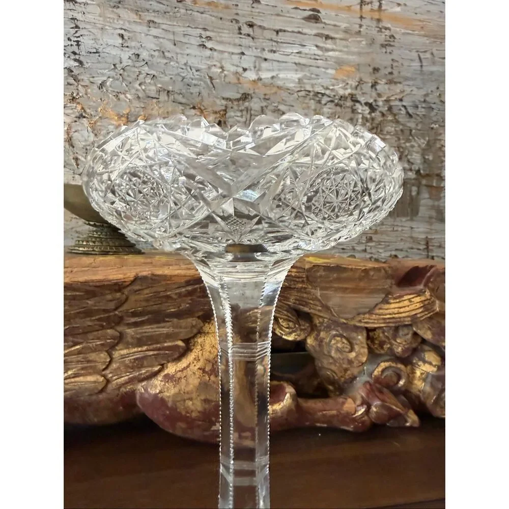 Elegant antique American Brilliant Period–style cut crystal compote heavy